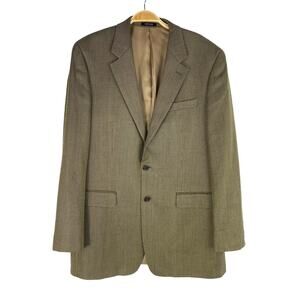 Lauren Ralph Lauren Houndstooth Silk Wool Blazer Sport Coat Men 42L Green Jacket